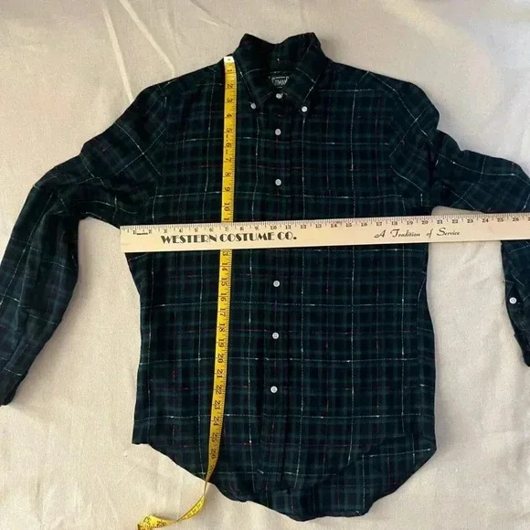 Gitman Bros Vintage | Archive Fluro Slub Flannel - Green & Black / Sz S - Picture 9 of 9
